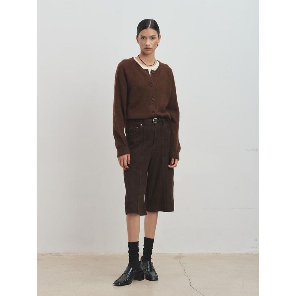 TonyWack Unisex Mohair Raglan Brown Cardigan Sweater
